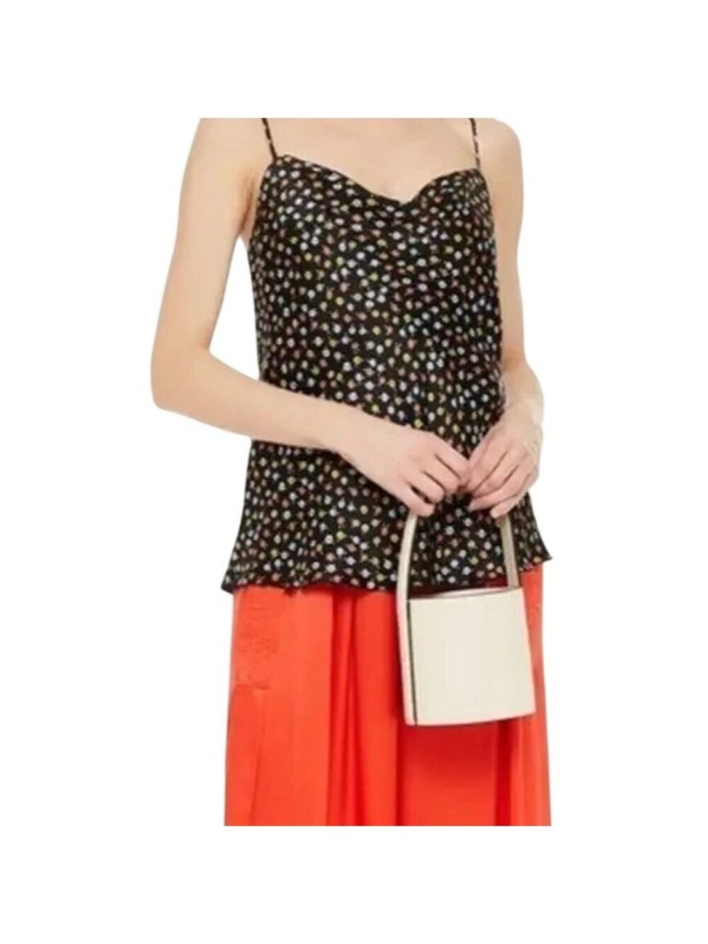 ATM Anthony Thomas Melillo Crepe de Chine Satin Floral Drape Cami Tank Top L